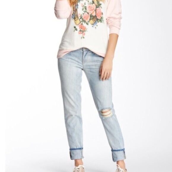 Wildfox Carmen Low Rise Distressed Light Blue Skinny Jeans Size 26 NWT - Picture 1 of 9